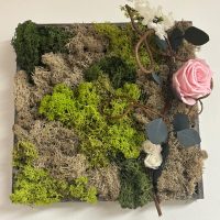 Cadre végétal en fleurs stabilisées